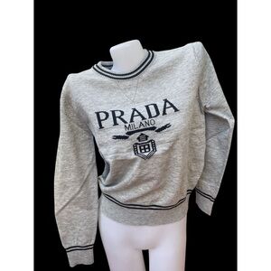 Prada Gray Logo Crewneck